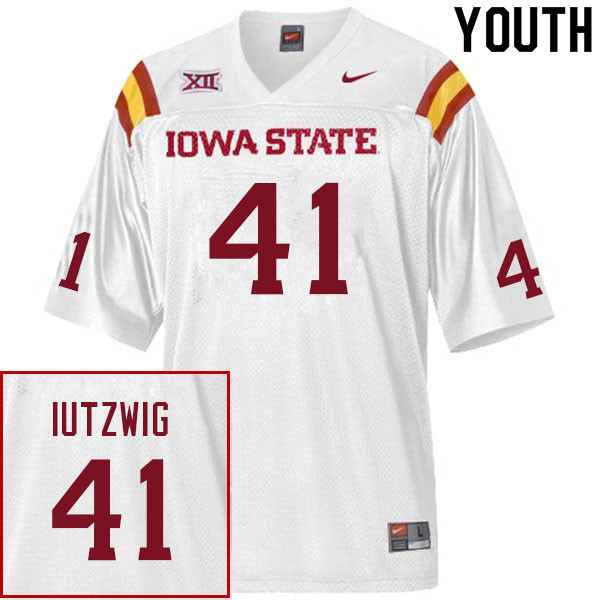 Iowa State Cyclones Youth #41 Drew Iutzwig Nike NCAA Authentic White College Stitched Football Jersey OI42Z42MU